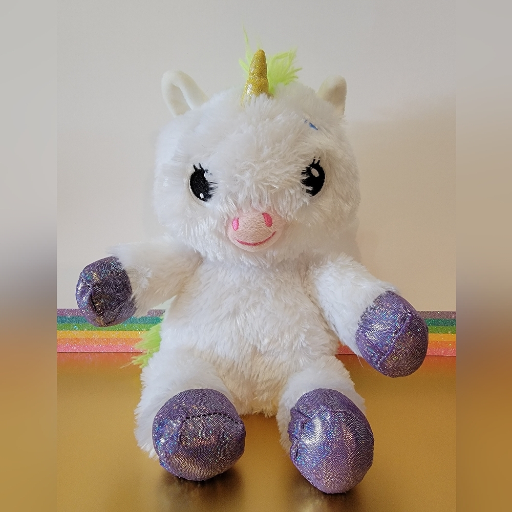 Lullabrites Light Up Musical White Green Unicorn Bedtime Plush Button WORKS